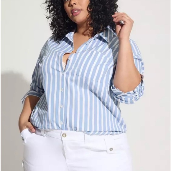 Torrid Madison Poplin Button-Up Long Sleeve Shirt Size 2X - Picture 1 of 8